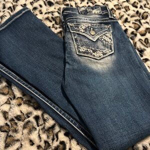 Miss Me Indigo Boot Cut Jeans with Embellished Pockets